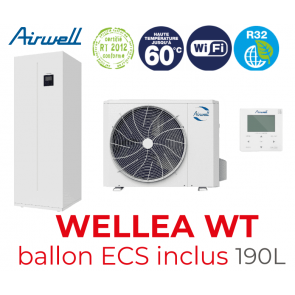 Airwell WELLEA WT AW-YHPSA04-H91 + ODMA-100T-09M22-19 triple service warmtepomp
